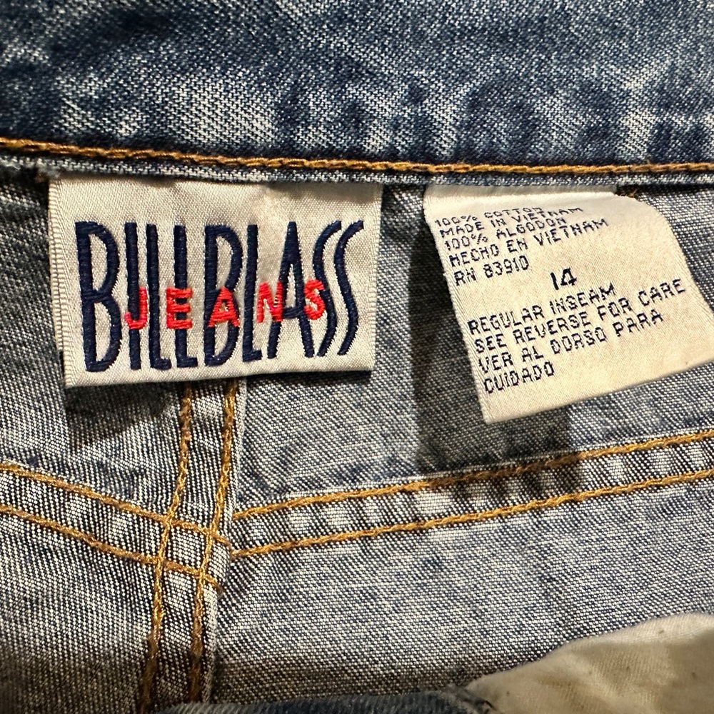 Bill Blass VINTAGE Jeans Capris Blue Denim High Rise Split Ankle Hem Women Sz 14